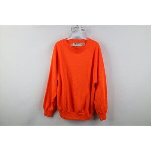 Vintage 80s 90s Streetwear Mens Large Distressed Blank Sweatshirt Blaze Orange